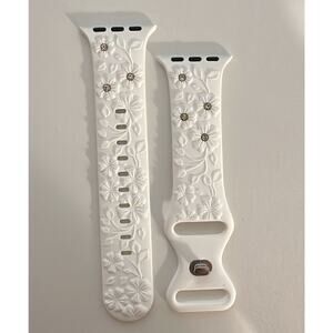 Floral Embossed Silicone Watch Band – White (38/40/41mm)